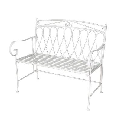 China Eco - Friendly Outdoor Storage Bench Antique White Decorative Iron Patio Bench for sale