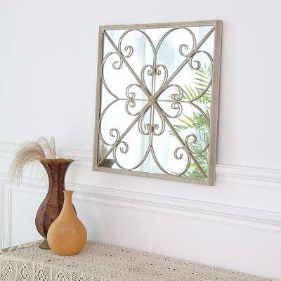 China Contemporary Nordic Decorative Mirror Wall Decor Square Rustic Farmhouse Accent for Living Room Entryway Wall for sale