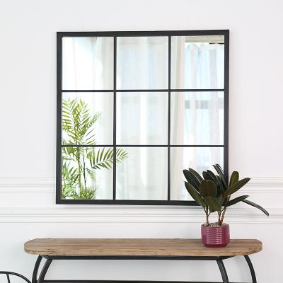 China Large Industrial Square Window Pane Farmhouse Style Modern Contemporary Wall Mirror for sale