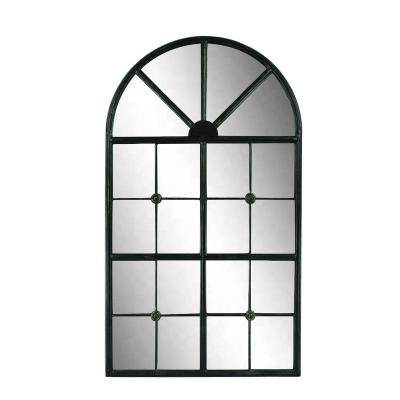 China 2022 NEW Traditional Design 3D Black Metal Arch Wall Decorative Mirror Living Room And Garden for sale