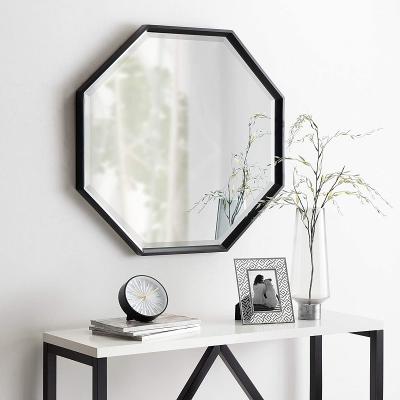 China Regular Wholesale Hexagon Mirror With Metal Black Framed For Wall Decoration for sale