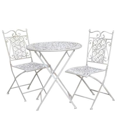 China Strong And Durable Hot Sale Metal Handmade Iron Folding Tables Bistro Rustproof French Garden Chairs And Sets for sale