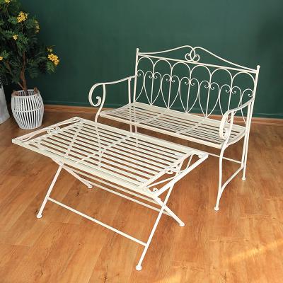 China 3pc EUROPEAN cafe chair and table set for restaurant dining white metal frame rattan garden French Bistro table and chairs for sale