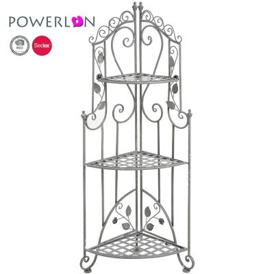 China Europe Garden Balcony Cornner Plant Pot Holder Decorative Metal 3 Tier Tier Shelf Bracket for sale