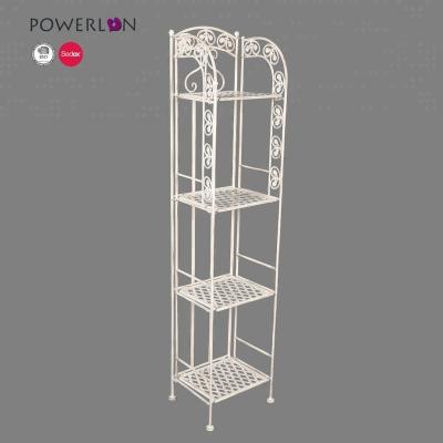 China Viable classic bathroom wrought iron flower shelf metal shelf kitchen in storage racks racks for sale