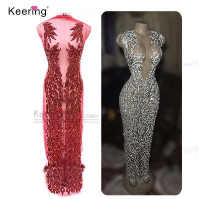 China Designer Full Body Rhinestone Panel Applique Handmade Sewing On Mesh For Lace Fabric On Wedding WDP-076-3 for sale