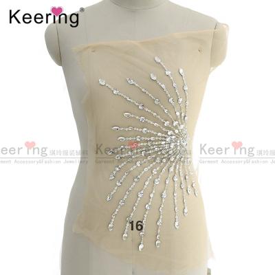 China Flatback WDP-209 crystal keering wholesale loose beaded dress accessory for sew on fabric crystal appliques for wedding dress for sale