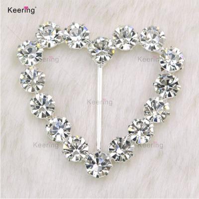 China Pointback Rhinestone Hot Selling Heart Shaped White Buckle For Valentine's Day Ribbon Buckle WCK-1370 for sale