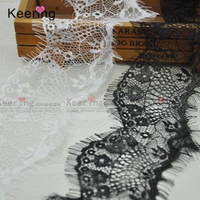 China Viable embroider black polyester eyelash apparel accessories textile lace trimming for lingerie women ladies clothing WLCD-038 for sale