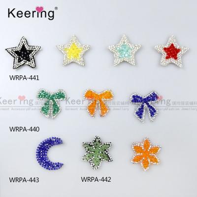 China small 3D star rhinestone patches iron on applique crystal patch for kids dress socks WRPA-441 for sale