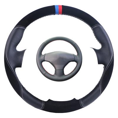 China Leather Braid Braid Leather Car Custom Steering Wheel Cover for sale