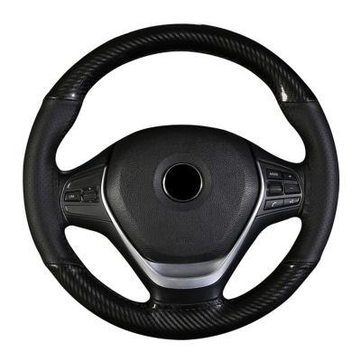 China Sports Car Wheel Cover Steering Soft Carbon+Fiber Leather Braid On The Steering-Wheel Of The Car With Needle And Thread for sale