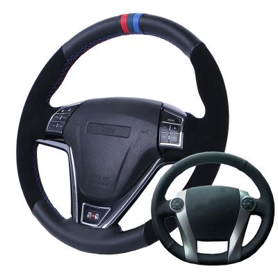 China Custom Steering Leather Wrap Car Wheel Cover Suede Leather for sale