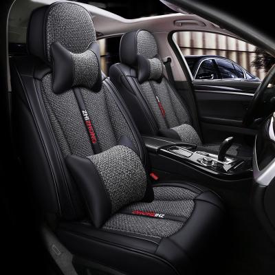 China Full Luxury Leather Car Canvas Auto Seat Cover Universal Full Seat Cover Cushion for sale