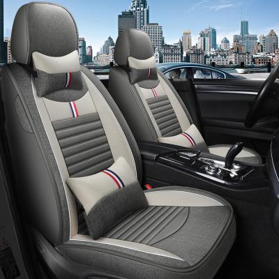 China Full Luxury Leather Car Canvas Auto Seat Cover Universal Full Seat Cover Cushion for sale