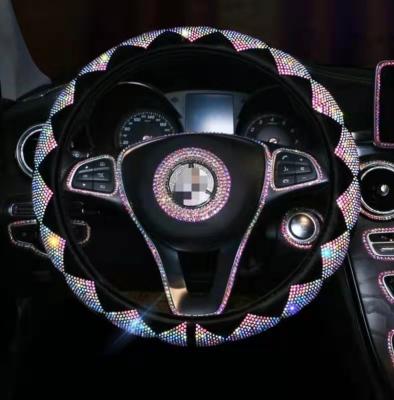 China Luxury Bling Crystal Car Steering Rhinestone Car Steering Wheel Cover for sale