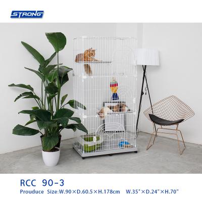 China Durable Durable Square Folding Welded Steel Cat Cage Cat Villa 2 Layer Cat Cage RCC90-2 for sale