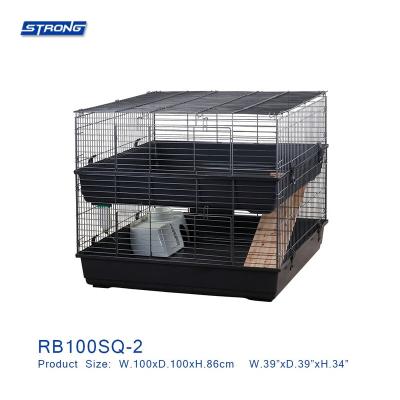 China Viable Indoor Rabbit Hutch Rabbit House Rabbit Cage RB100SQ-2 Double Layers for sale