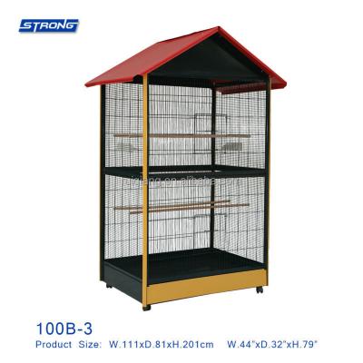 China Triangle Roof Design Double Layers Bird Cages Aviary Cage Viable Large Pet Cage For Sale With 100B-3 Wheels for sale