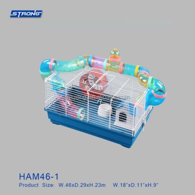 China Viable Durable Colorful Antique Castle Top Cover Hamster Cage Plastic Pet Cage HAM46-1 for sale