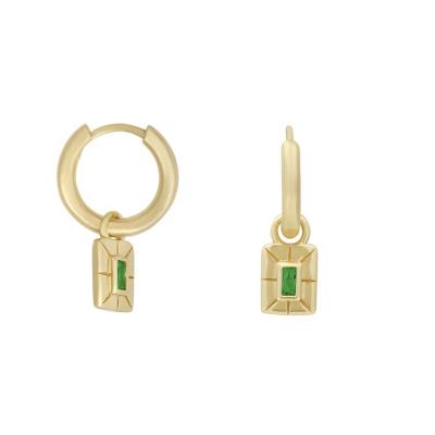 China Made with Silver 925 925 Gold Vermeil Seal Silver Emerald Circle Earring Women's Charm for sale