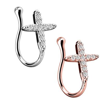 China High Quality Piercing Punk Cross Ring Nose Cuff Fauxd Body Jewelry Nose Circle for sale