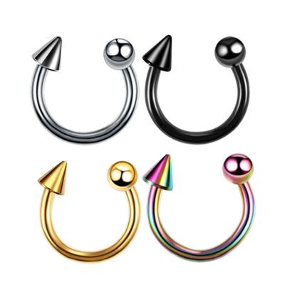 China Hot Sc Fashion Stainless Steel Eyebrow Banana Banana Tongue Piercing Ring Horseshoe C Clip Septum Lip Nose Ring 4 PCS Set For Women Men for sale