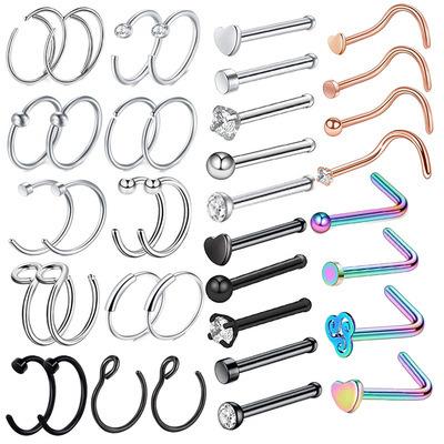 China 2021 Fashion Trendy Nose Jewelry Circle Screw Nose Ring Studs Color Nose Ring For Woman And Man for sale