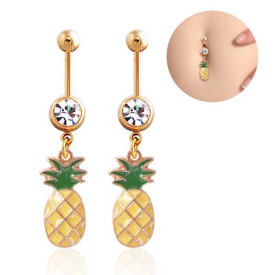 China Sexy Pineapple Belly Button Ring Steel Belly Navel Piercing Pineapple Belly Button Ring For Women for sale