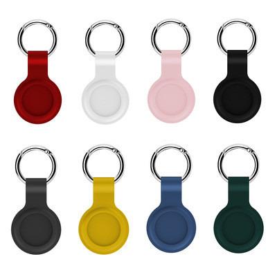 China 2021 Hot Selling Anti-fall Silicone Anti-lost Holder Slot Soft Silicone Airtag Case With Key Chain Ring Airtag Cover For Apple Airtags for sale