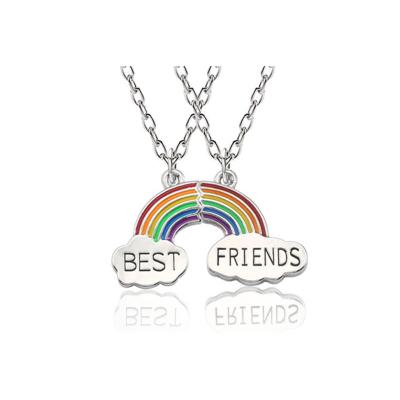 China 2021 New Style Rainbow Best Friend Korean Splicing Necklace Environmentally Friendly Cloud Pendant Necklace For Women for sale