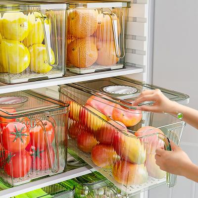 China Freshness Keeping In Stock Transparent Clear Food Storage Containers Vegetable And Fruit Fridge Organizer For Kitchen for sale