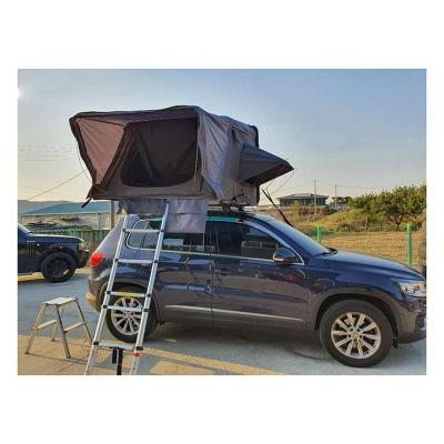 China Fast Aluminum Shell 4X4 4 Person Tent Gallery Camping Truck Aluminum Hard Camper ABS Top Opening Tent With Ladder for sale