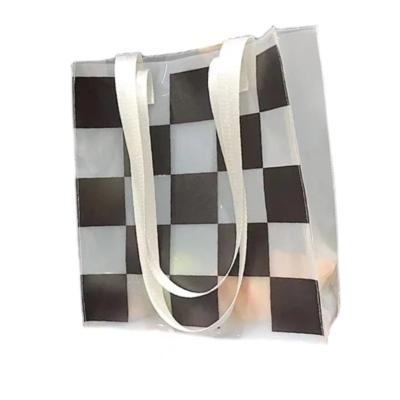 China Wholesale Fashion 2022 New Hot Selling Checkerboard Jelly Transparent Bag Single Shoulder Check Waterproof Handbags For Women for sale