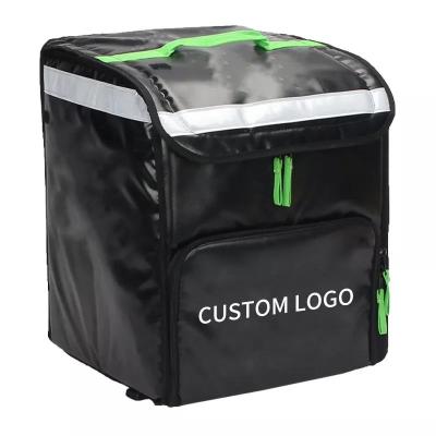 China Fashion High Quality Black Waterproof Thermal Insulated Cooler Bag Restaurant Eat Food Delivery Backpack Reusable Storage Lunch Bag for sale