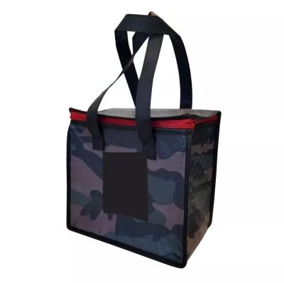 China Fashion Tote Grocery Shopping Cooler Bags Large Reusable Soft Nonwoven Camouflage Durable Insulated Thermal Bags With Zipper for sale