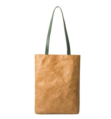 China Tyvek Brown Soft Casual Stylish Eco-Friendly Waterproof Paper Tote Bag for sale