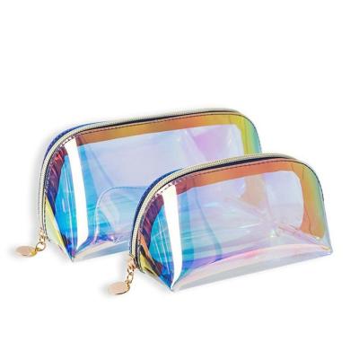 China Transparent Visible Pouch TPU Toiletry Bag Travel Makeup Bag Holographic Cosmetic Filter Frames Transparent Customize Clear Waterproof for sale