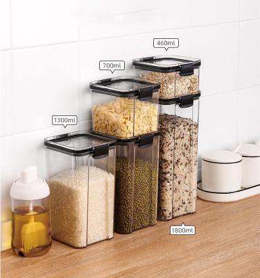 China Freshness Preservation Household Kitchen Refrigerator Spice Nut Tea Food Storage Jar Plastic Transparent Storage Box for sale