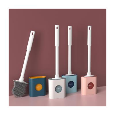 China New And Simple Sustainable Long Handle Silicone Toilet Brush Modern Wall Mounted Bathroom for sale