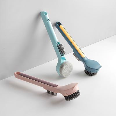 China Long Handle 3-in-1 Viable With Sponge Brush Pot Dish Cleaning Brush Household Groove Crevice Brush Cleaner for sale