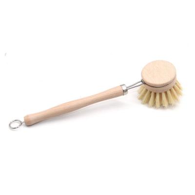 China Wholesale Hot Viable High Quality Wooden Replaceable Long Handle Pot Sisal Cleaning Brush Dish Washing Brush for sale