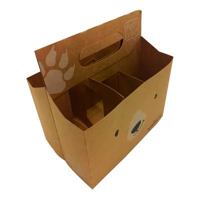 China Recycled Materials Kraft Paper 6 Bottle Beer Paper Packaging Box For Wine Bottle Carrier for sale