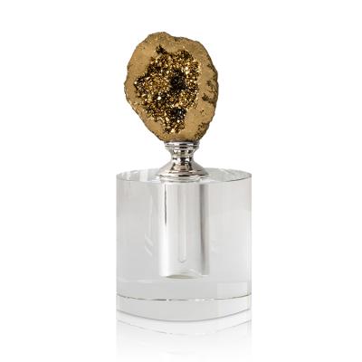 China Yase Luxury Gold Plated Geode Perfume Bottles Healing Crystal Quartz Women Perfume Bottle Wedding/Home Decor for sale