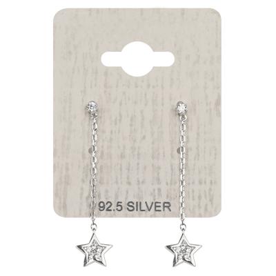 China FASHIONABLE Star Pentagon Long Chain Zircon Dangling Earrings 925 Genuine Sterling Silver Earing Earrings for sale