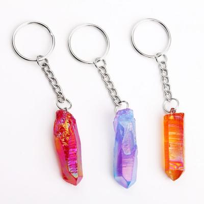 China Yiwu Factory Exclusive Quality Crystal Quartz Key Chain Natural Crystal Quartz Nugget Keychain Best Crystal Quartz Nugget Key Chain Yase 6 Exclusive Colors for sale