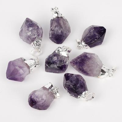 China TRENDY Silver Plated Real Light Weight Amethyst Dot Pendants Druzy Cluster Necklace Pendant For Men for sale