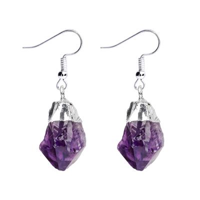 China Fashionable Korean Statement Women Jewelry Stainless Steel Earrings Wholesale Amethyst Drop Earring for sale