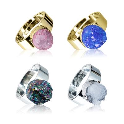 China Wholesale CLASSIC Yase Agate Druzy Rings For Women Natural Gemstone Wedding Rings For Girls Accessories for sale