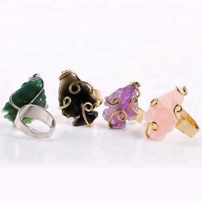 China Yase Ethnic Handmade Natural Gemstone Rings Agate Crystal Cross Rings Women Jewelry for sale